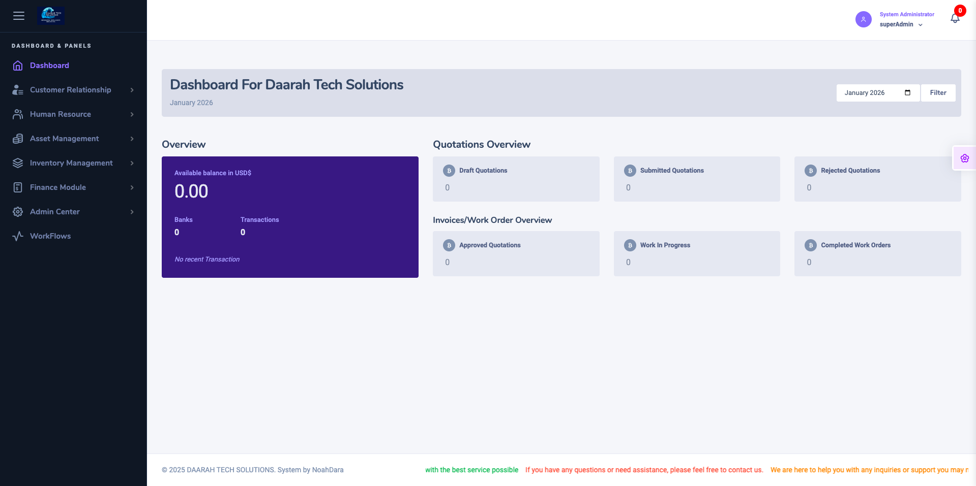 Daarah Tech Solutions Dashboard